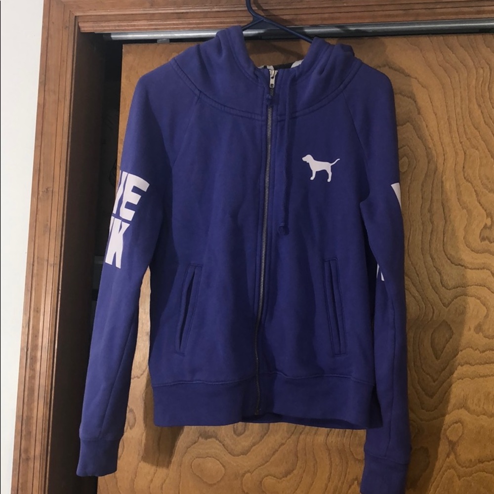 purple zip up jacket